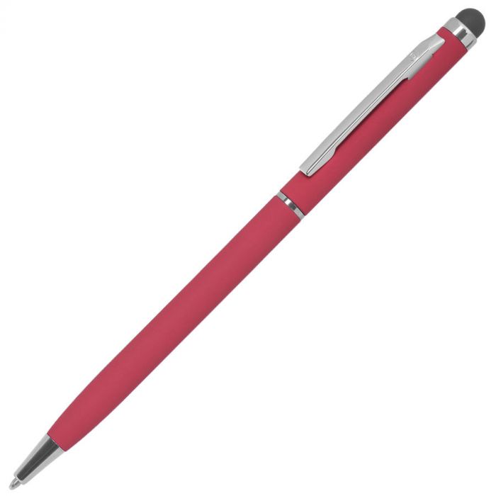 Ручка шариковая со стилусом TOUCHWRITER SOFT, красный, серебристый