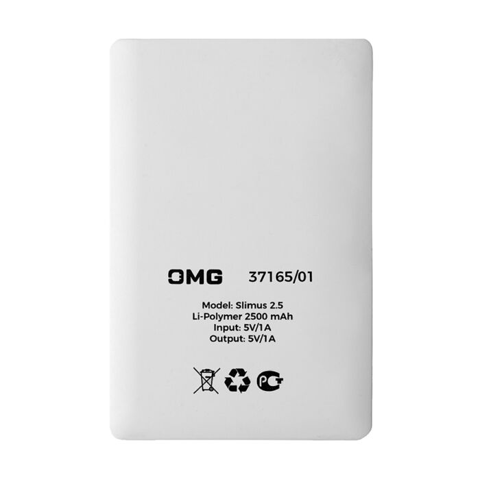 Универсальный аккумулятор OMG Slimus 2.5 (2500 мАч), белый