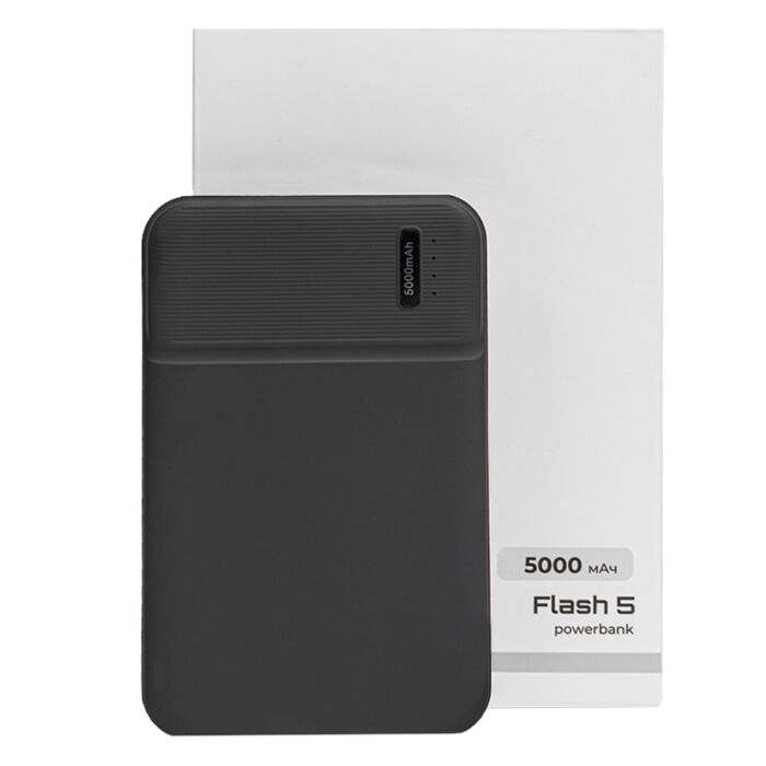 Универсальный аккумулятор OMG Flash 5 (5000 мАч) с подсветкой и soft touch, черный