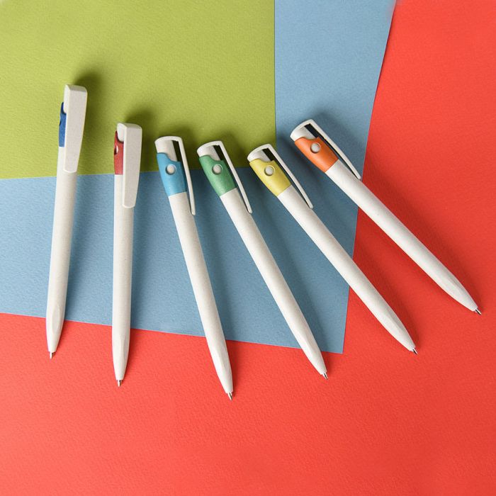 Ручка шариковая из экопластика KIKI ECOLINE, серый, голубой