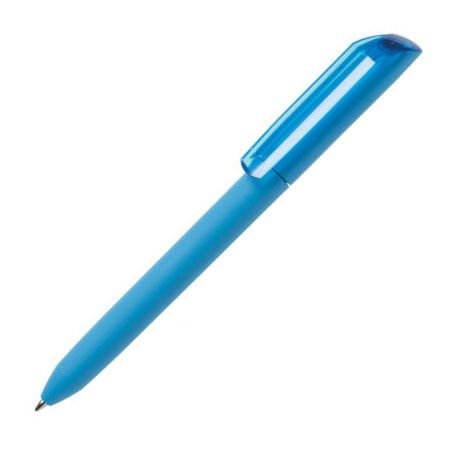 Ручка шариковая FLOW PURE c покрытием soft touch и прозрачным клипом, бирюзовый