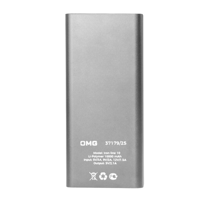 Универсальный аккумулятор OMG Iron line 10 (10000 мАч), серебристый