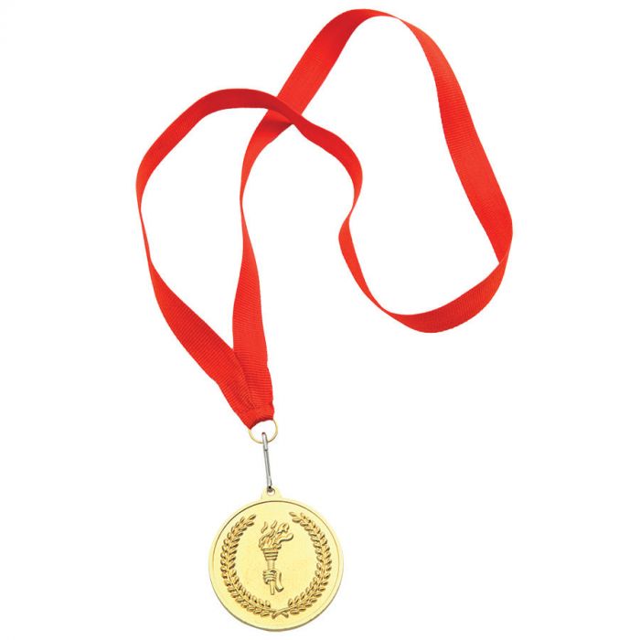 Медаль наградная на ленте Золото, красный, золотистый