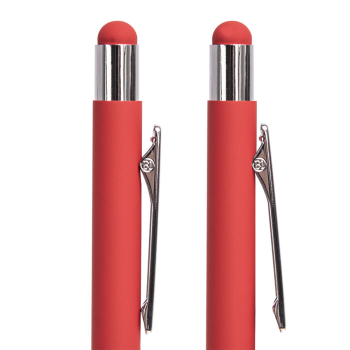 Ручка шариковая FACTOR TOUCH со стилусом, красный, серебристый