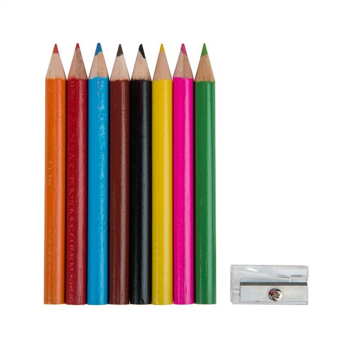 Набор цветных карандашей (8шт) с точилкой MIGAL в чехле, белый