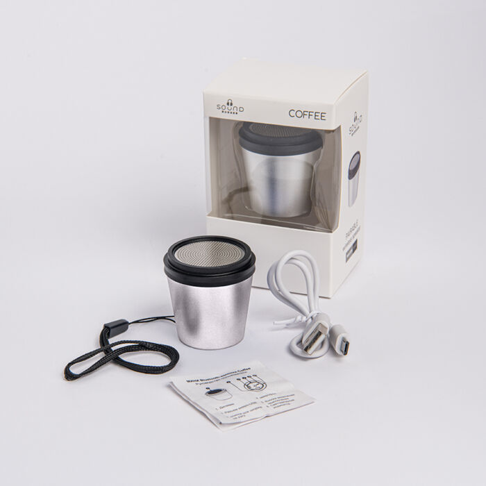 Портативная mini Bluetooth-колонка Sound Burger Coffee серебристый, серебряный