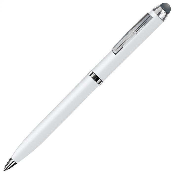 Ручка шариковая со стилусом CLICKER TOUCH, белый, серебристый