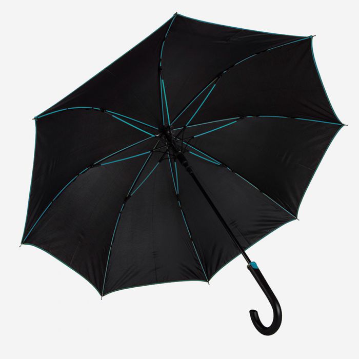 Зонт-трость BACK TO BLACK, черный, голубой