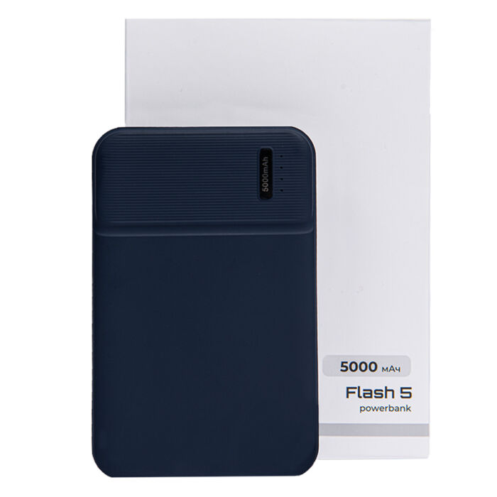 Универсальный аккумулятор OMG Flash 5 (5000 мАч) с подсветкой и soft touch, синий