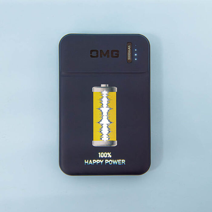 Универсальный аккумулятор OMG Flash 5 (5000 мАч) с подсветкой и soft touch, синий