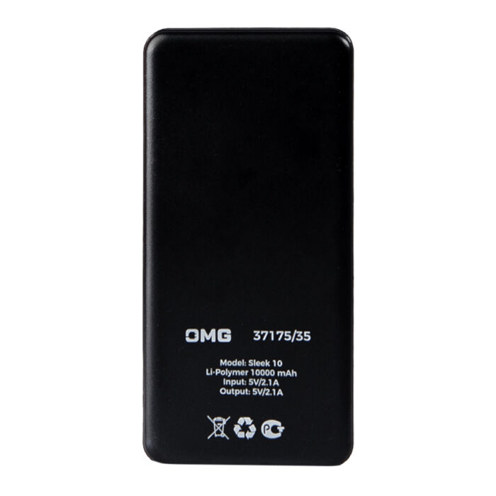 Универсальный аккумулятор OMG Sleek 10 (10000 мАч), черный