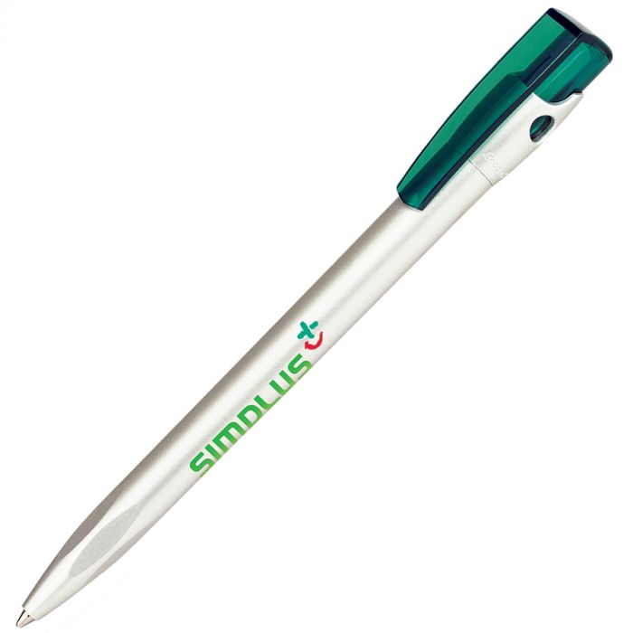 Ручка шариковая KIKI SAT, зеленый, серебристый