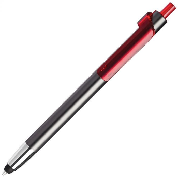 Ручка шариковая со стилусом PIANO TOUCH, графит, красный