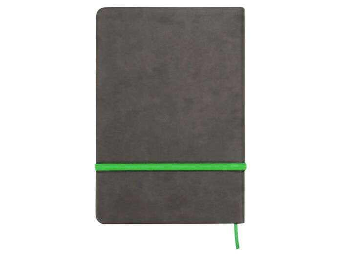 Блокнот Color линованный А5 в твердой обложке с резинкой, серый/зеленое яблоко