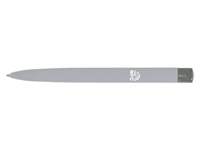 Ручка пластиковая шариковая трехгранная Trinity K transparent Gum soft-touch с чипом передачи инфо, серый