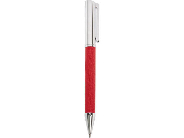 Металлическая шариковая ручка Bossy с вставкой из эко-кожи, красный