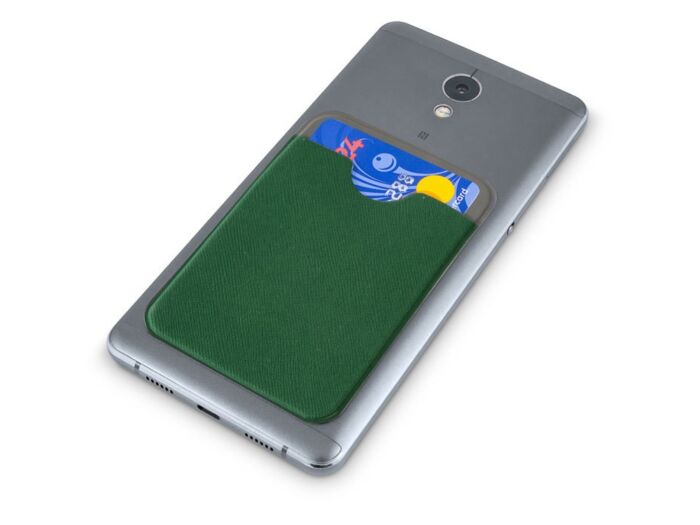 Чехол-картхолдер Favor на клеевой основе на телефон для пластиковых карт и и карт доступа, темно-зеленый