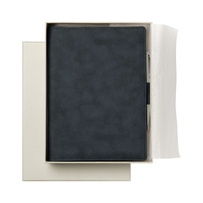 Ежедневник-портфолио Clip NEO недатированный в подарочной коробке, синий (в комплекте ручка Sonata BP серебро)