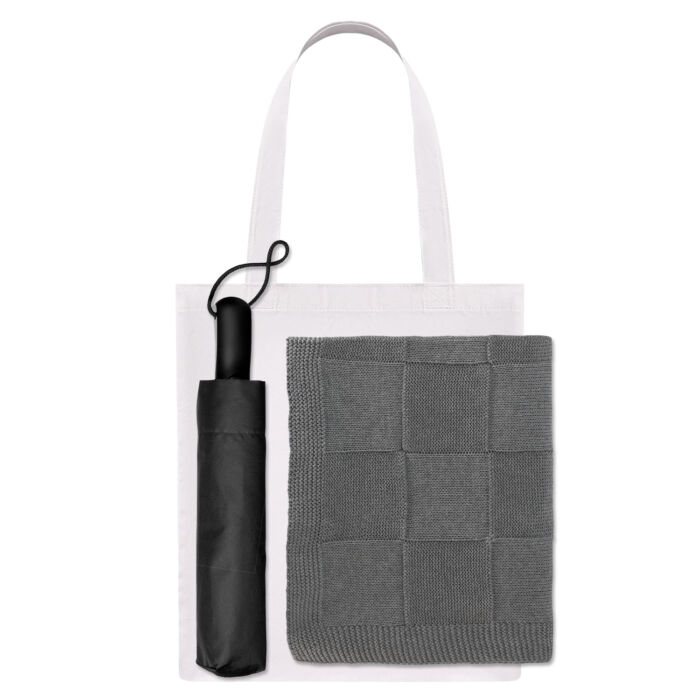 Подарочный набор Levante, серый (зонт, плед, шоппер)