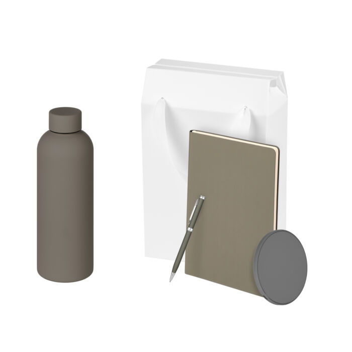 Подарочный набор Prima, серый (термокружка, ежедневник, зарядное устройство, ручка)