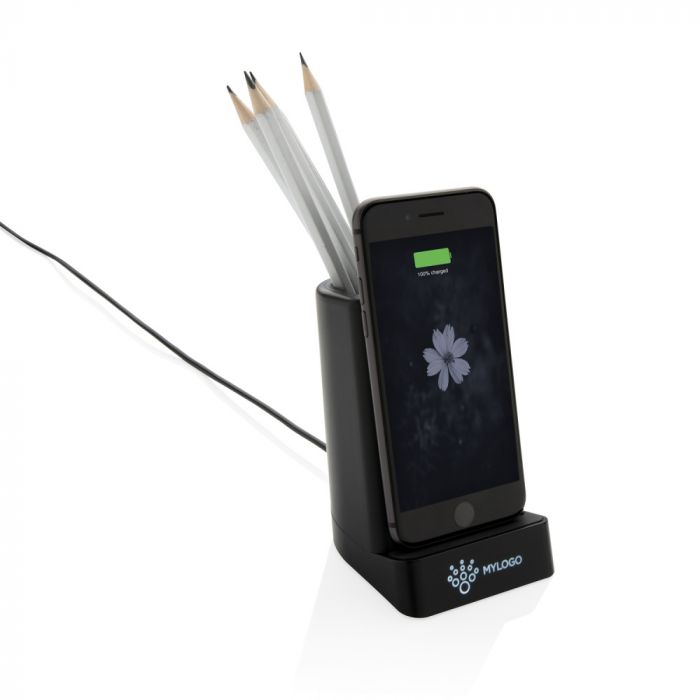 Док-станция Light up для беспроводной зарядки с подставкой для ручек, 5W, черный