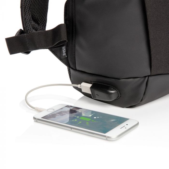Антикражный рюкзак Madrid с разъемом USB и защитой RFID, черный