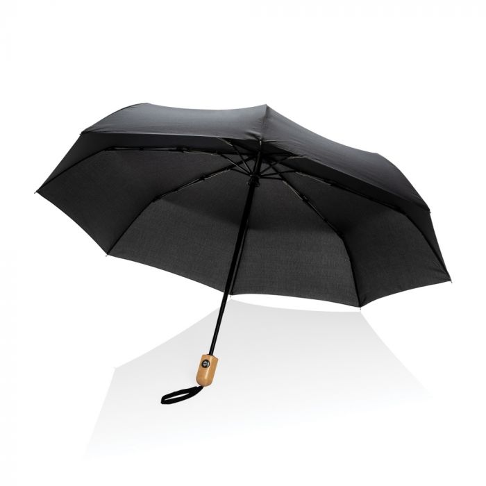 Автоматический зонт Impact из RPET AWARE™ с бамбуковой ручояткой, d94 см