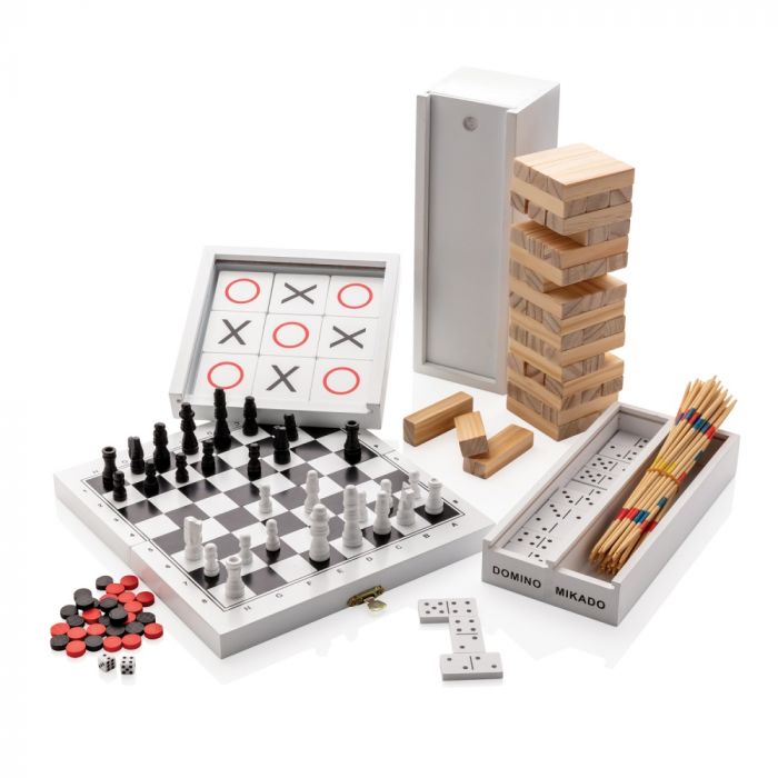 Набор настольных игр Микадо/Домино в деревянной коробке, белый