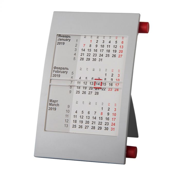 Календарь настольный, красный, серый