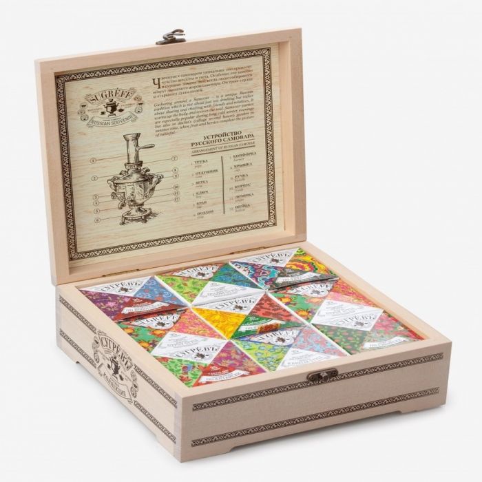 Подарочный набор с логотипом Сугревъ в деревянной коробке, разные цвета