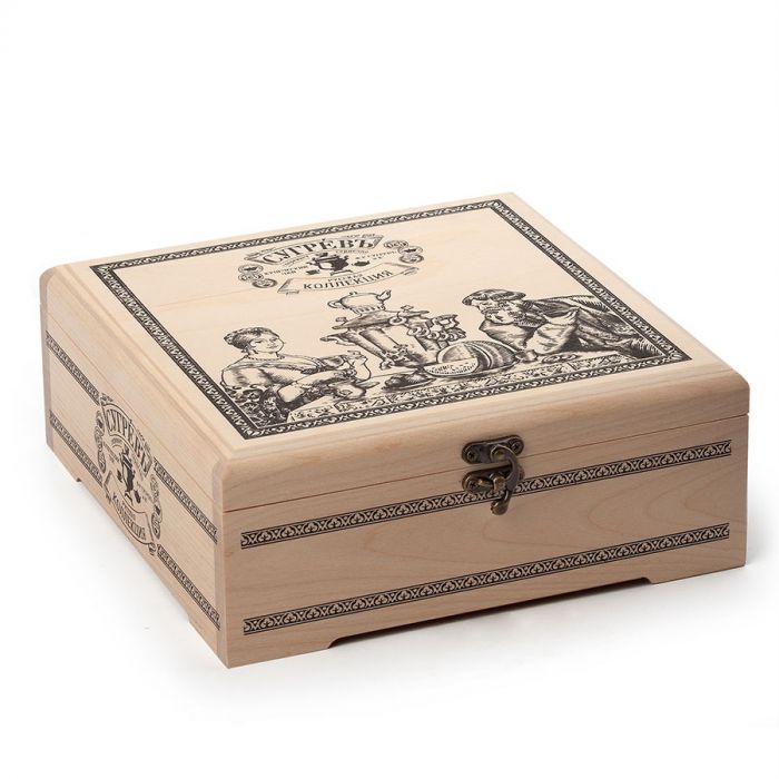Подарочный набор с логотипом Сугревъ в деревянной коробке, разные цвета