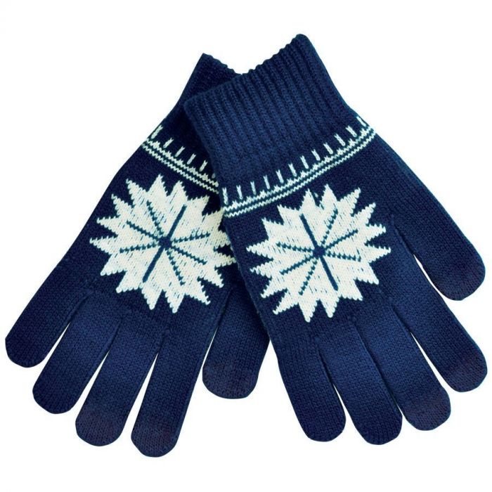 Перчатки для сенсорных экранов Снежинка, темно-синий