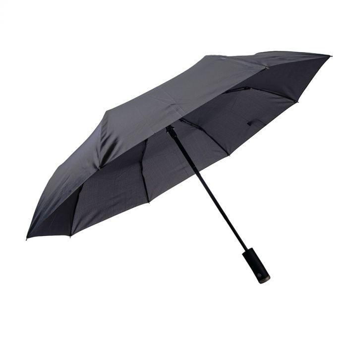 Зонт складной PRESTON с ручкой-фонариком, темно-серый