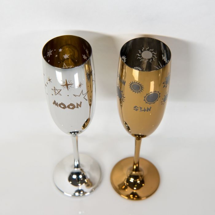 Набор бокалов для шампанского MOONSUN (2шт), серебристый, золотистый