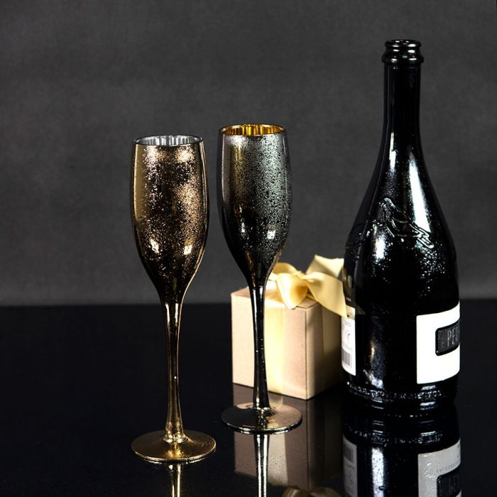 Набор бокалов для шампанского MOONSUN (2шт), серебристый, золотистый