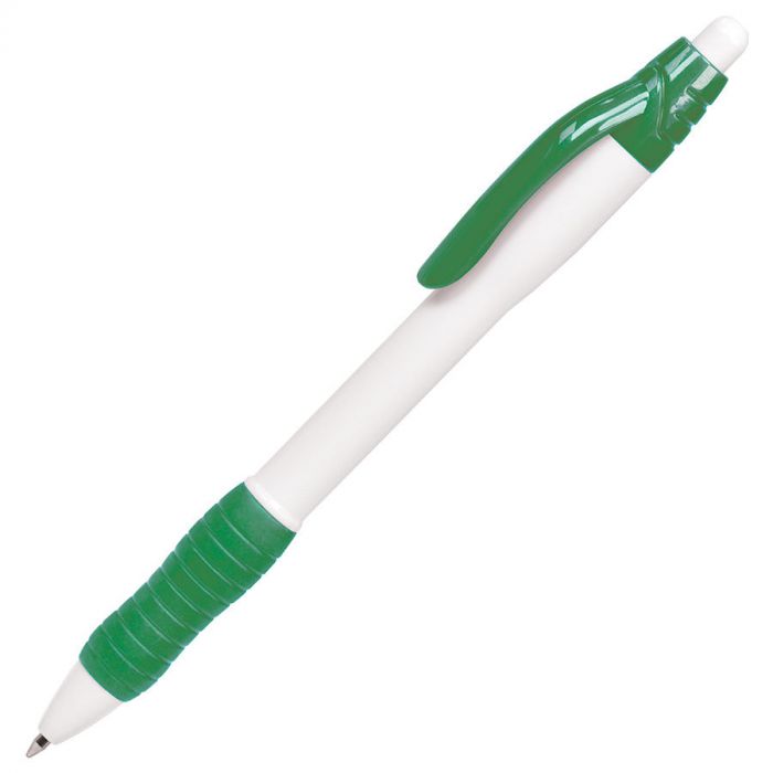 Ручка шариковая с грипом N4, белый, зеленый