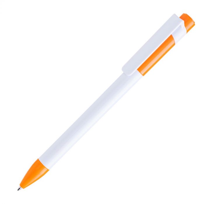 Ручка шариковая MAVA, белый, оранжевый