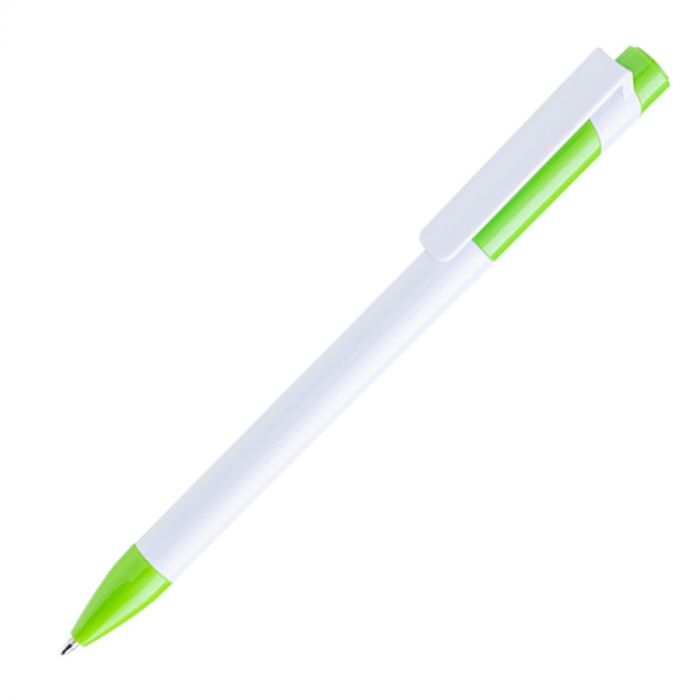 Ручка шариковая MAVA, белый, зеленое яблоко