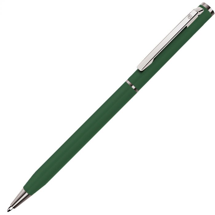 Ручка шариковая SLIM, зеленый, серебристый