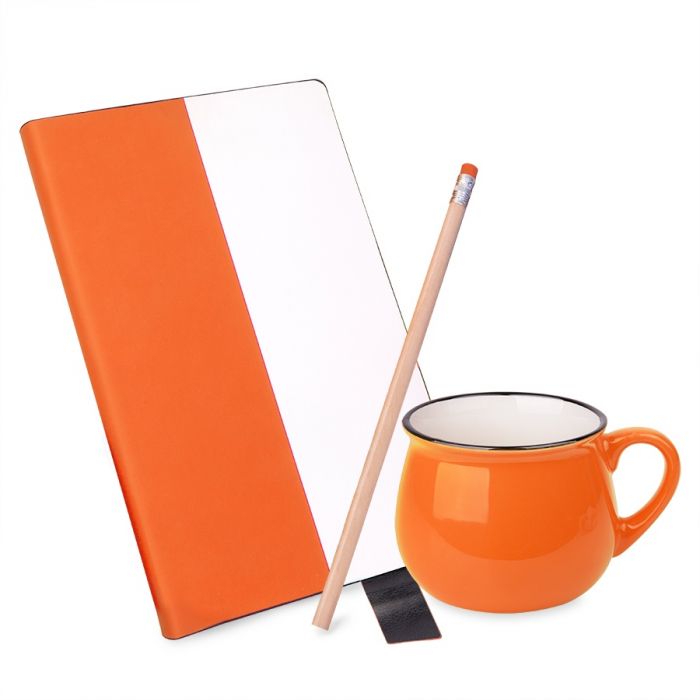 Подарочный набор LAST SUMMER: бизнес-блокнот, белый, оранжевый
