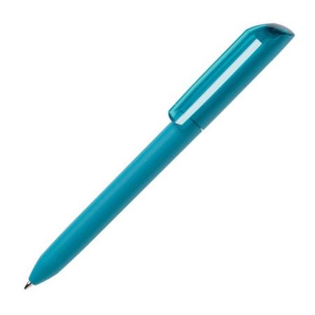 Ручка шариковая FLOW PURE c покрытием soft touch и прозрачным клипом, морская волна