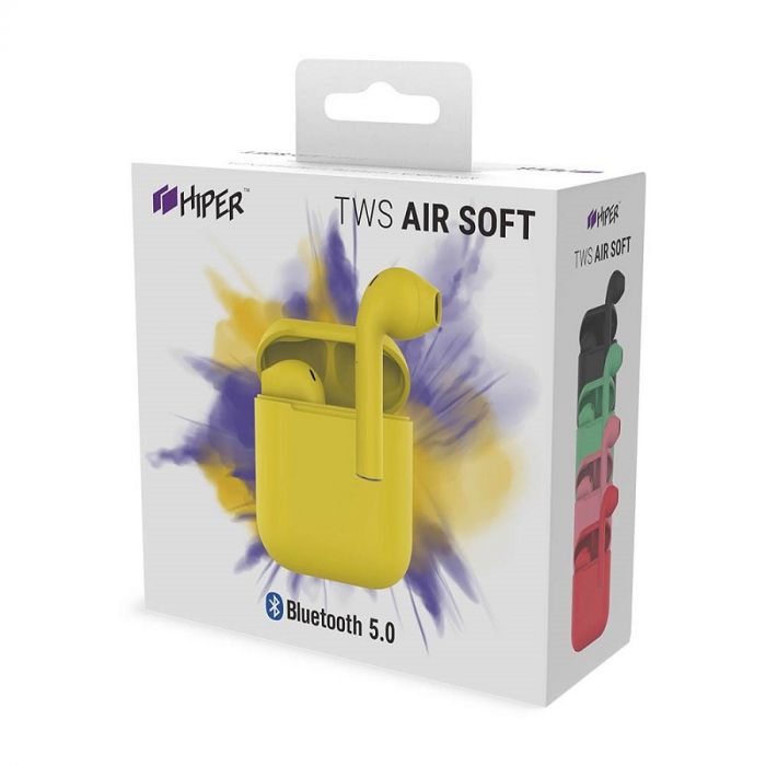 Наушники беспроводные с зарядным боксом TWS AIR SOFT, желтый