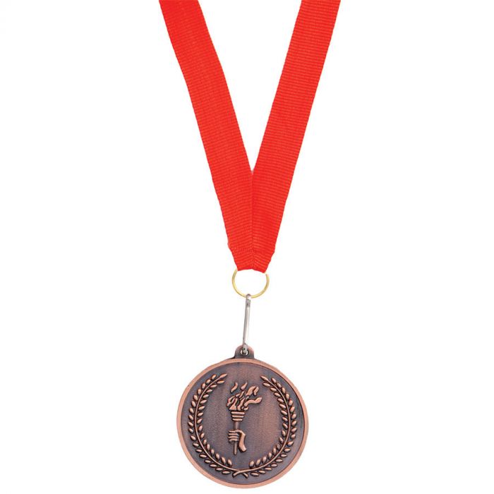 Медаль наградная на ленте Бронза, красный, коричневый