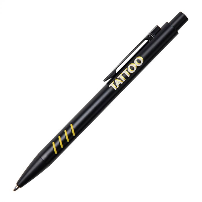 Ручка шариковая с грип-вставками TATTOO, черный, желтый