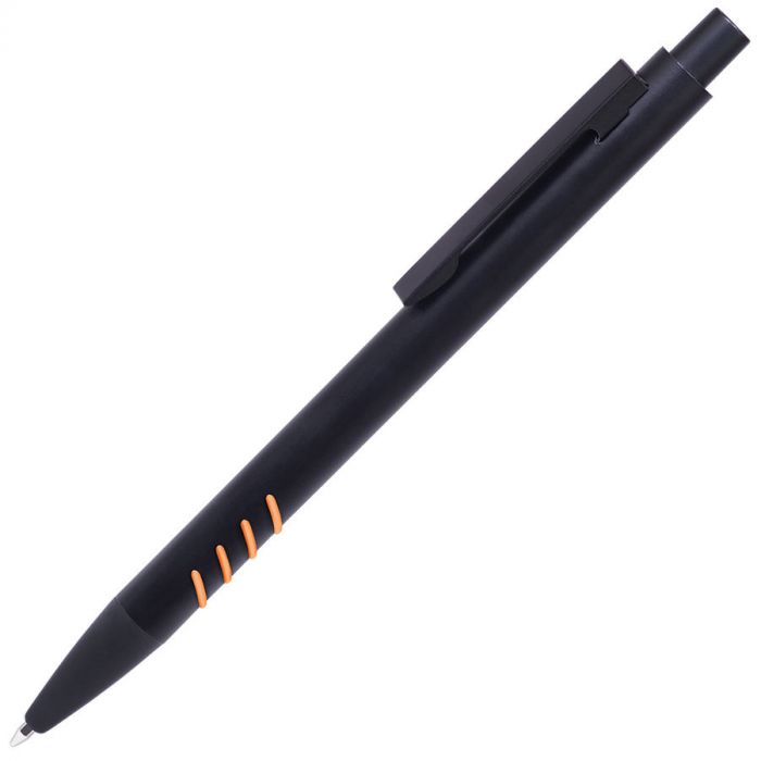 Ручка шариковая с грип-вставками TATTOO, черный, оранжевый