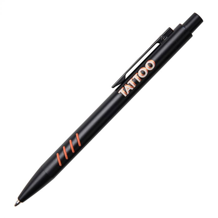 Ручка шариковая с грип-вставками TATTOO, черный, оранжевый