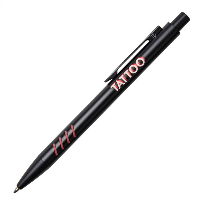 Ручка шариковая с грип-вставками TATTOO, черный, красный