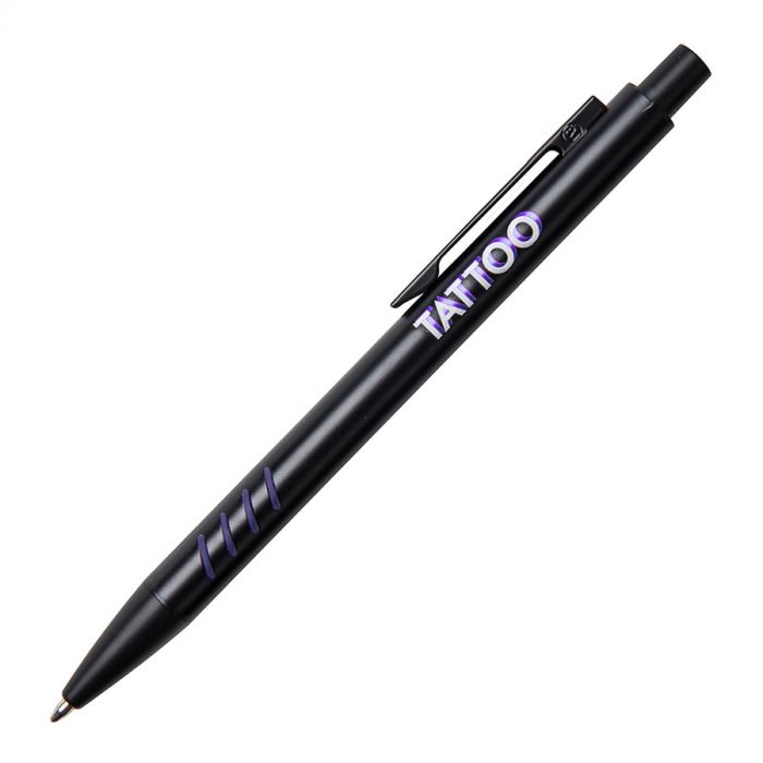 Ручка шариковая с грип-вставками TATTOO, черный, фиолетовый