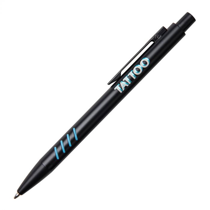 Ручка шариковая с грип-вставками TATTOO, черный, голубой