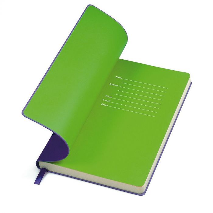 Бизнес-блокнот Funky A5, фиолетовый, зеленый